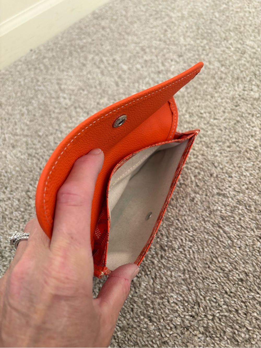 Goyard Orange Chevron Coated Canvas Clutch - Picture 5 of 5